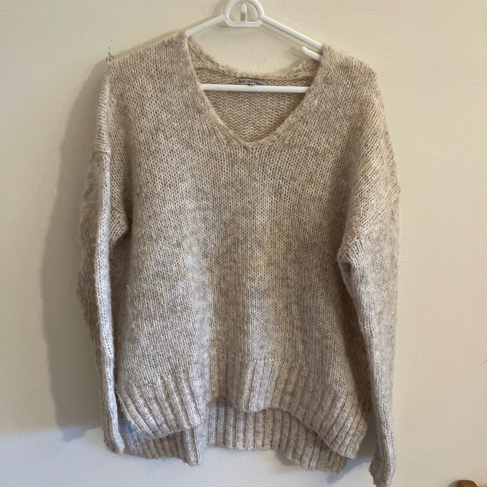 Beige V-Neck Women's Sweater